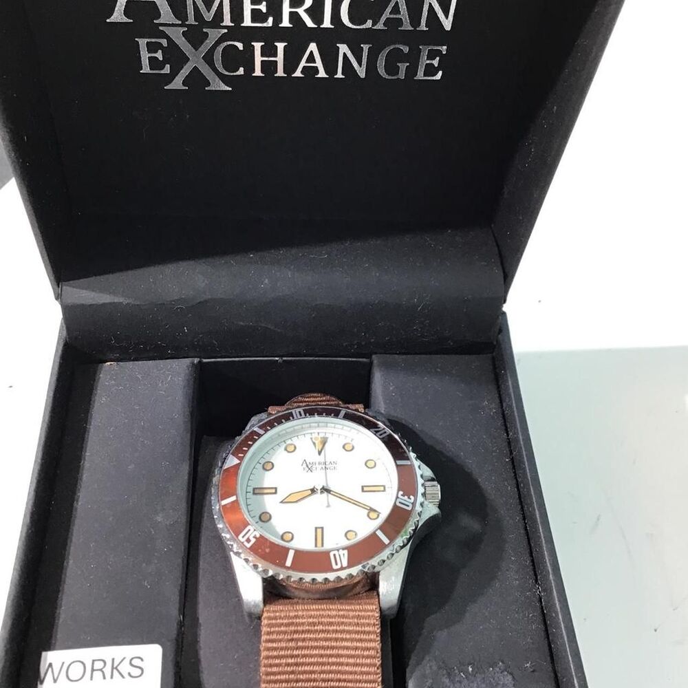 American Exchange Men's Silver and Brown Dive Watch